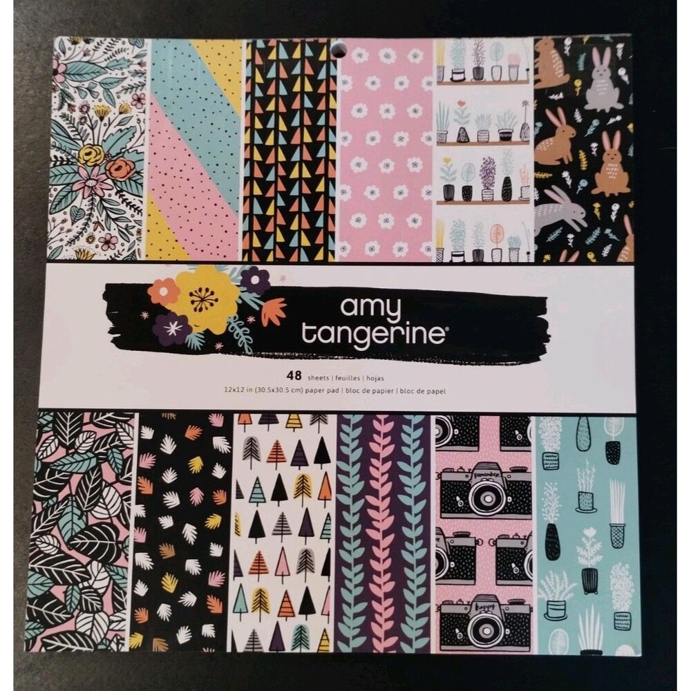 American Crafts 12" x 12" Paper Pad, Amy Tangerine Shine On, 48 Pages - NEW